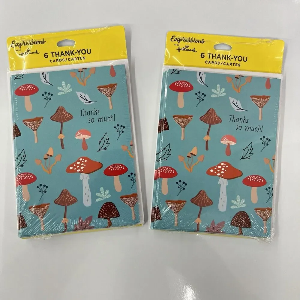 Hallmark Expressions MUSHROOMS Thank You Blank Note Cards & Envelopes Set of 12
